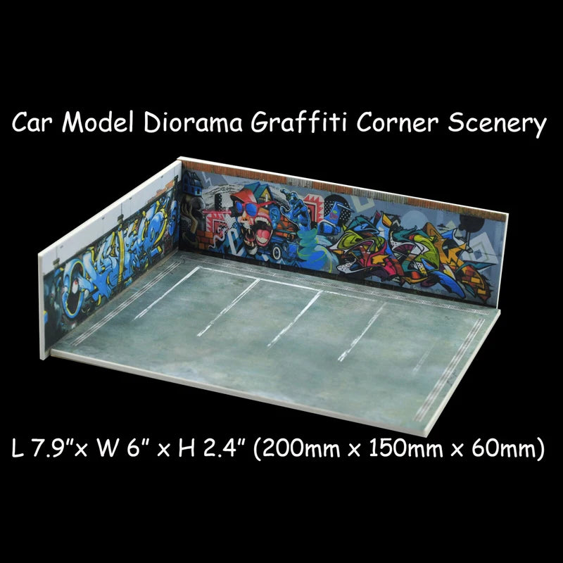 Car Model Diorama Graffiti Corner Parking Scene 1:64