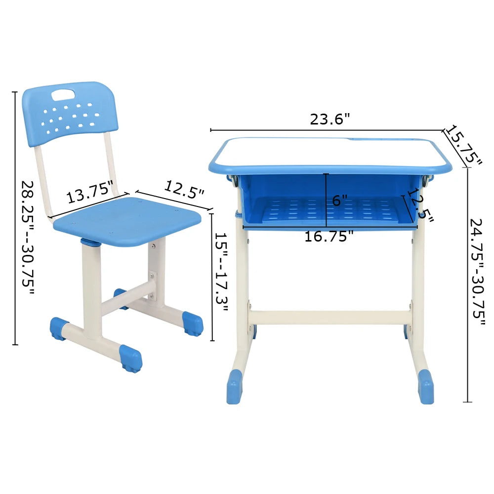 Blue or Pink Adjustable Student Desk and Chair