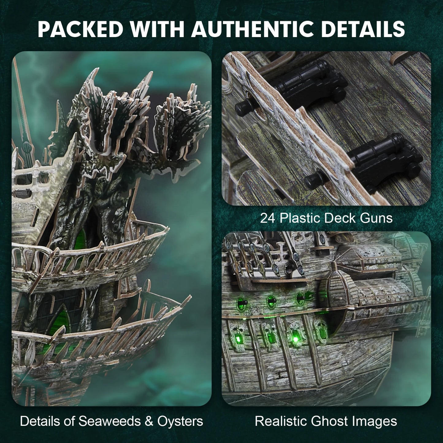 Green LED Flying Dutchman Pirate Ship Model Kit