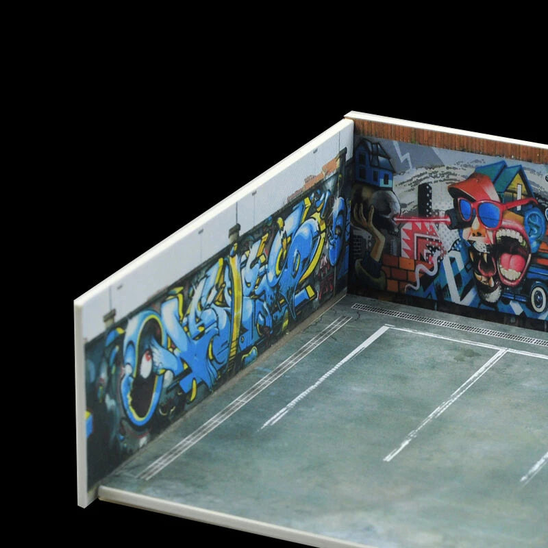 Car Model Diorama Graffiti Corner Parking Scene 1:64