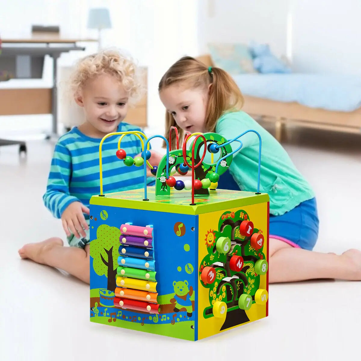 5-in-1 Wooden Activity Cube Educational Toy