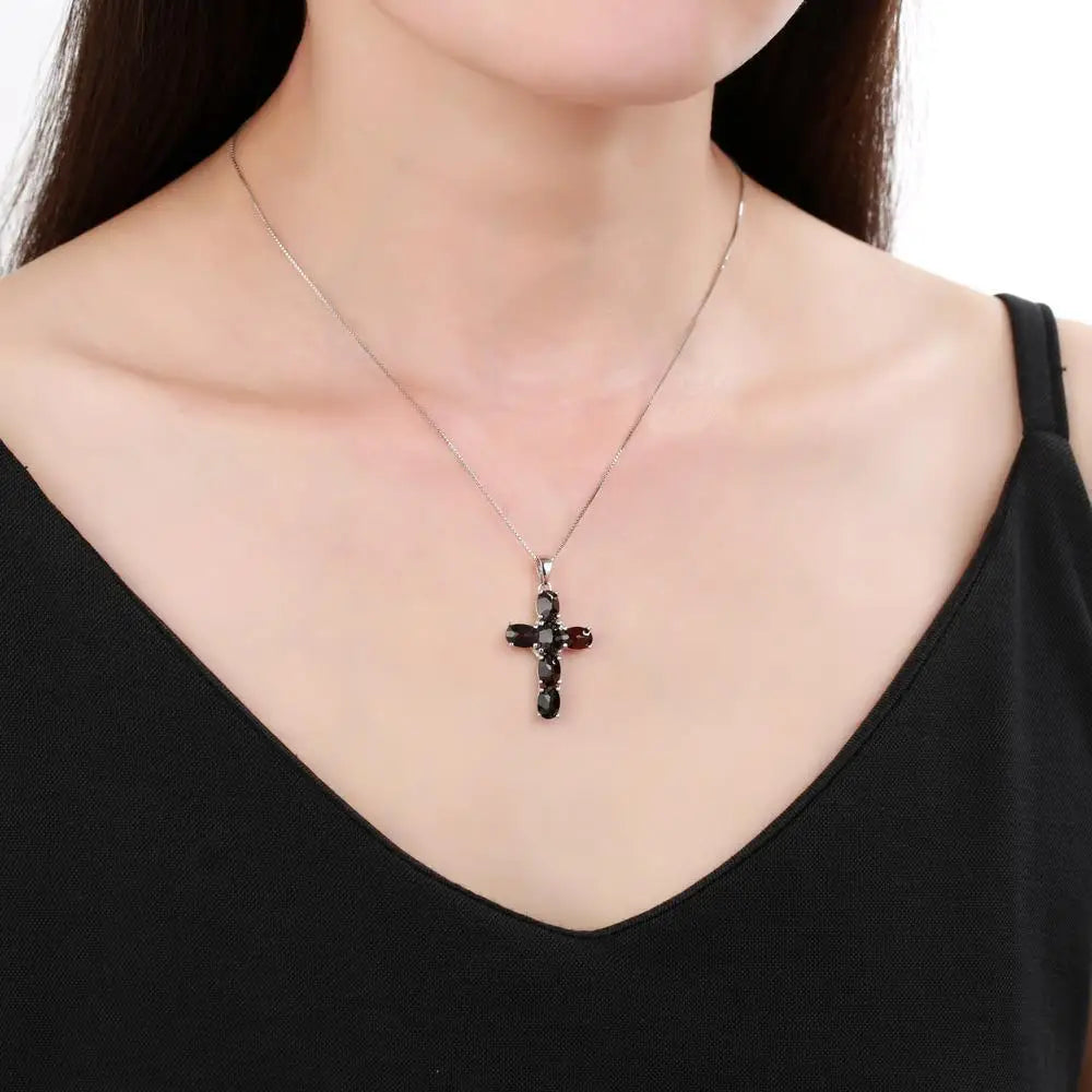 Natural Colorful Gemstone Cross Pendant for Girls Ladies