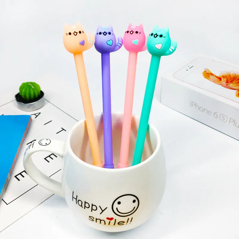 24 pcs Cute Student Pen Candy Color Cat