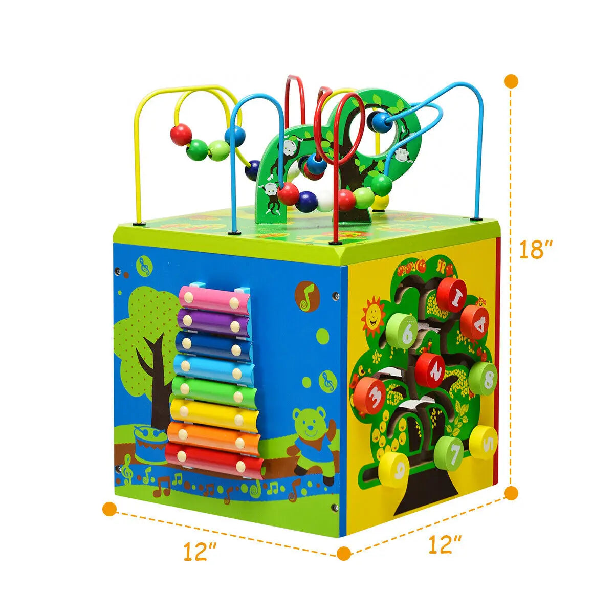 5-in-1 Wooden Activity Cube Educational Toy