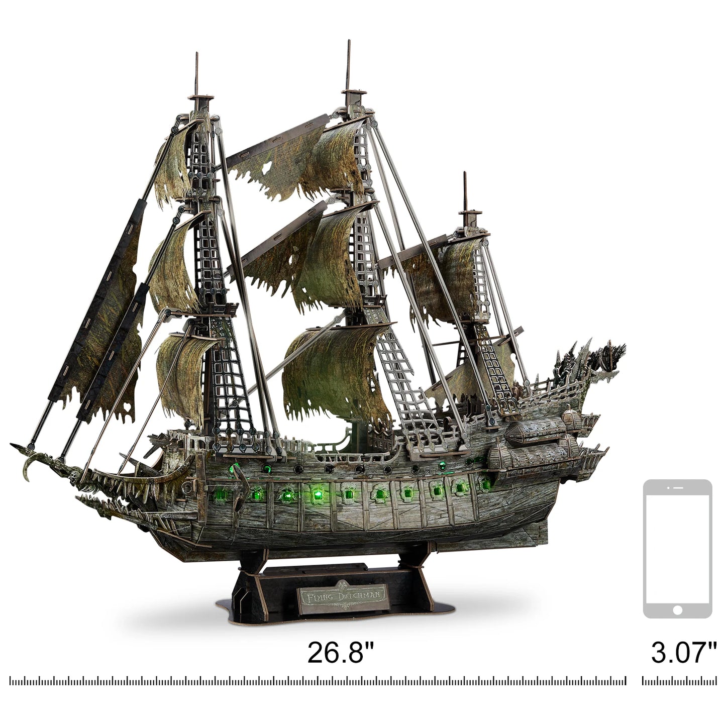 Green LED Flying Dutchman Pirate Ship Model Kit