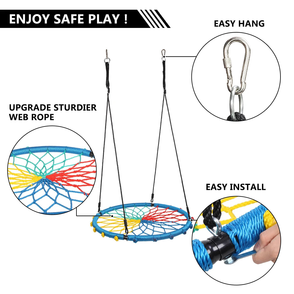 40 Inch Spider Web Round Rope Swing