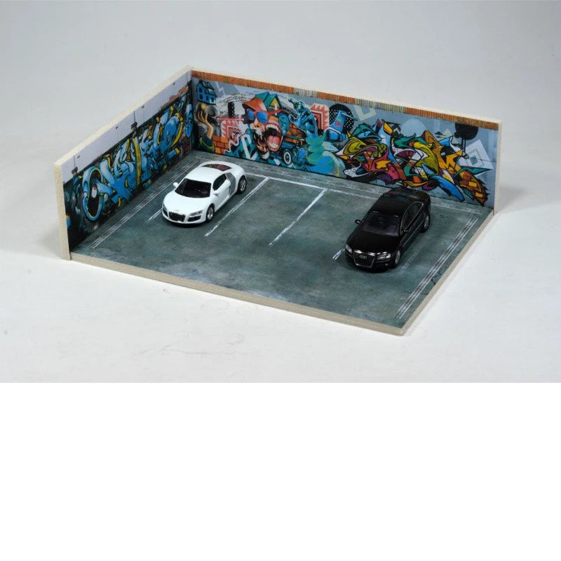 Car Model Diorama Graffiti Corner Parking Scene 1:64