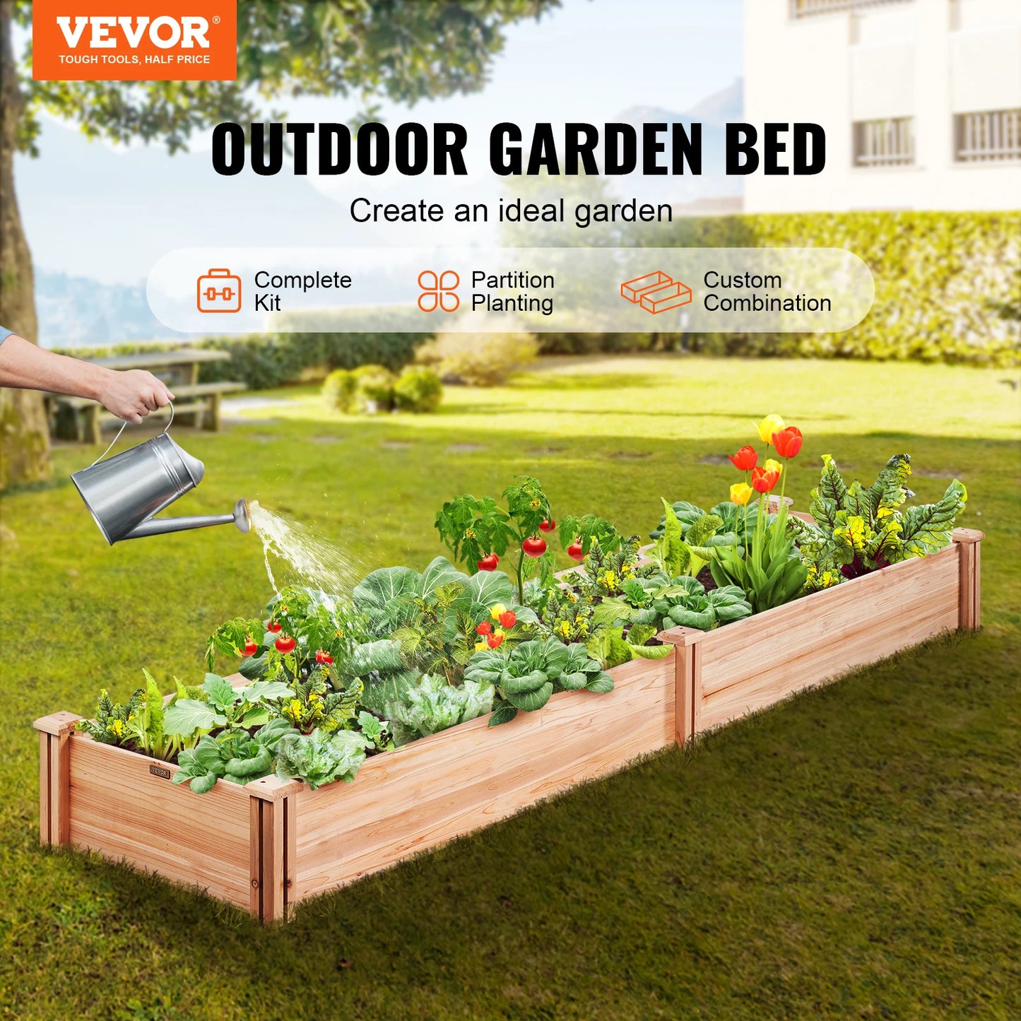 Raised Wooden Garden Planter Box