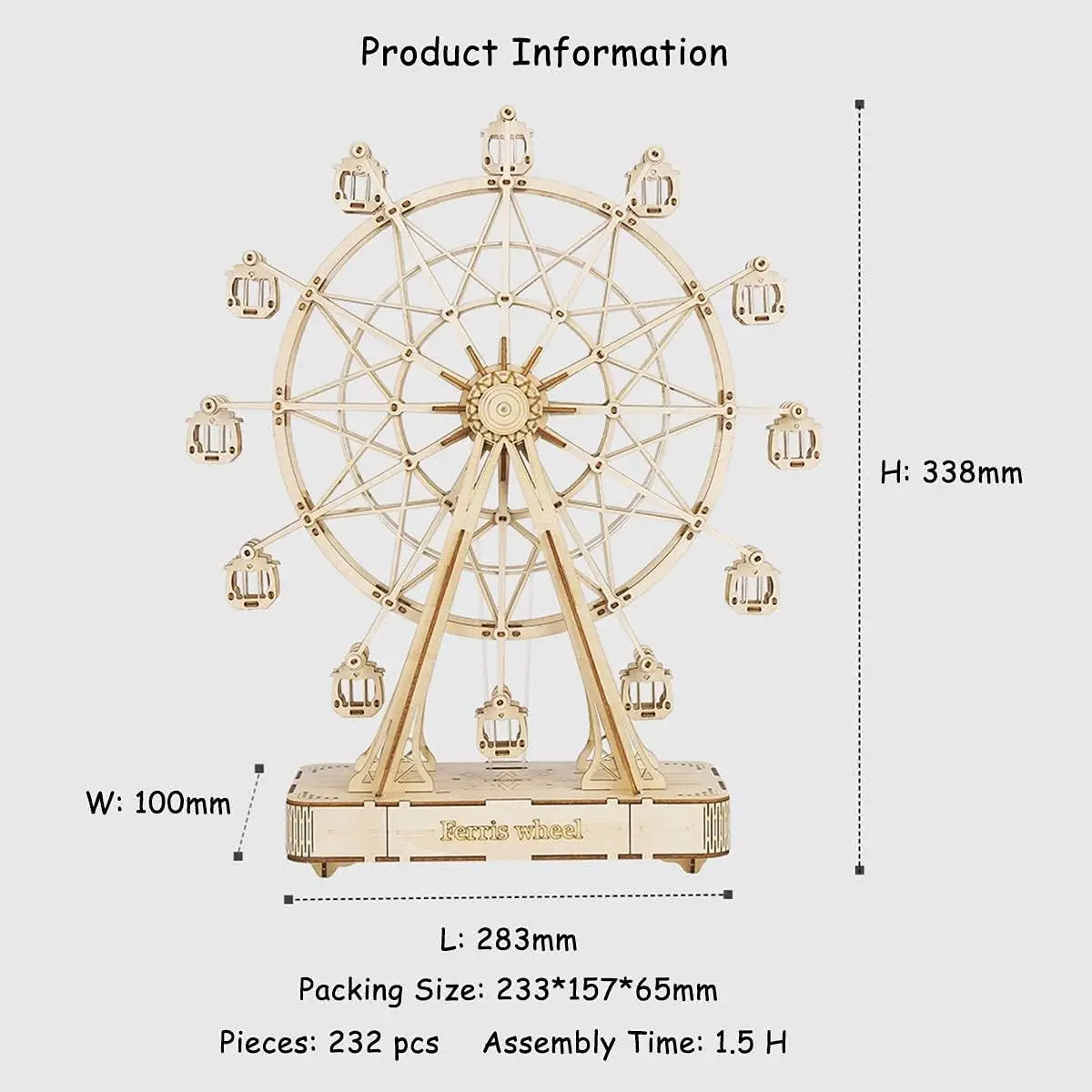 Rotatable 3D Wooden Ferris Wheel Puzzle-Music Box