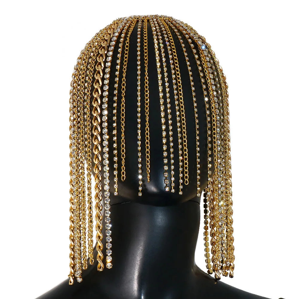 Hip Hop Rhinestone Wig Head Chain Teens, Adults