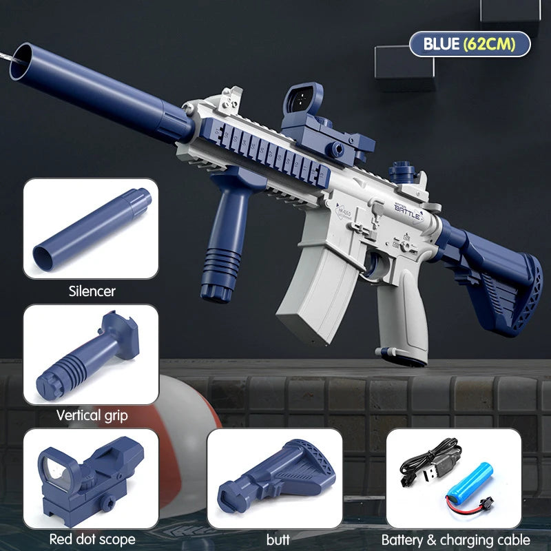 Electric Water Gun M416 Long Range Blue Pink