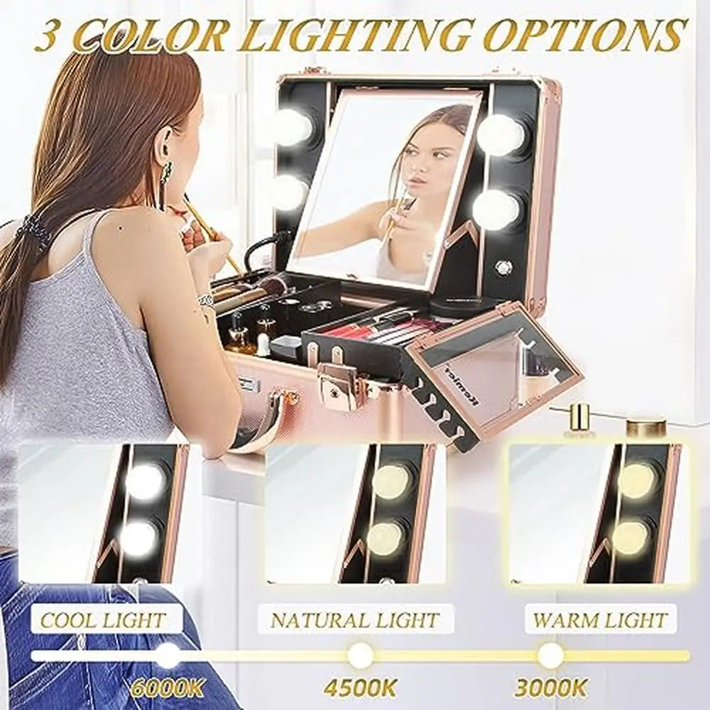 Stylish Makeup Box with LED Lights and Mirror