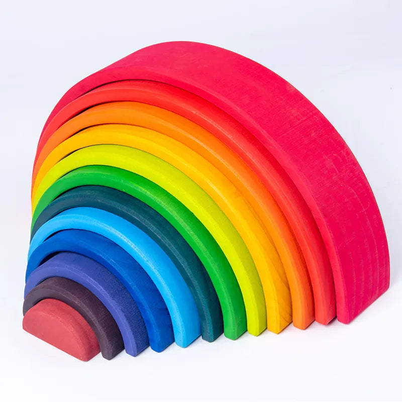 Wooden Rainbow Stacking Blocks Set