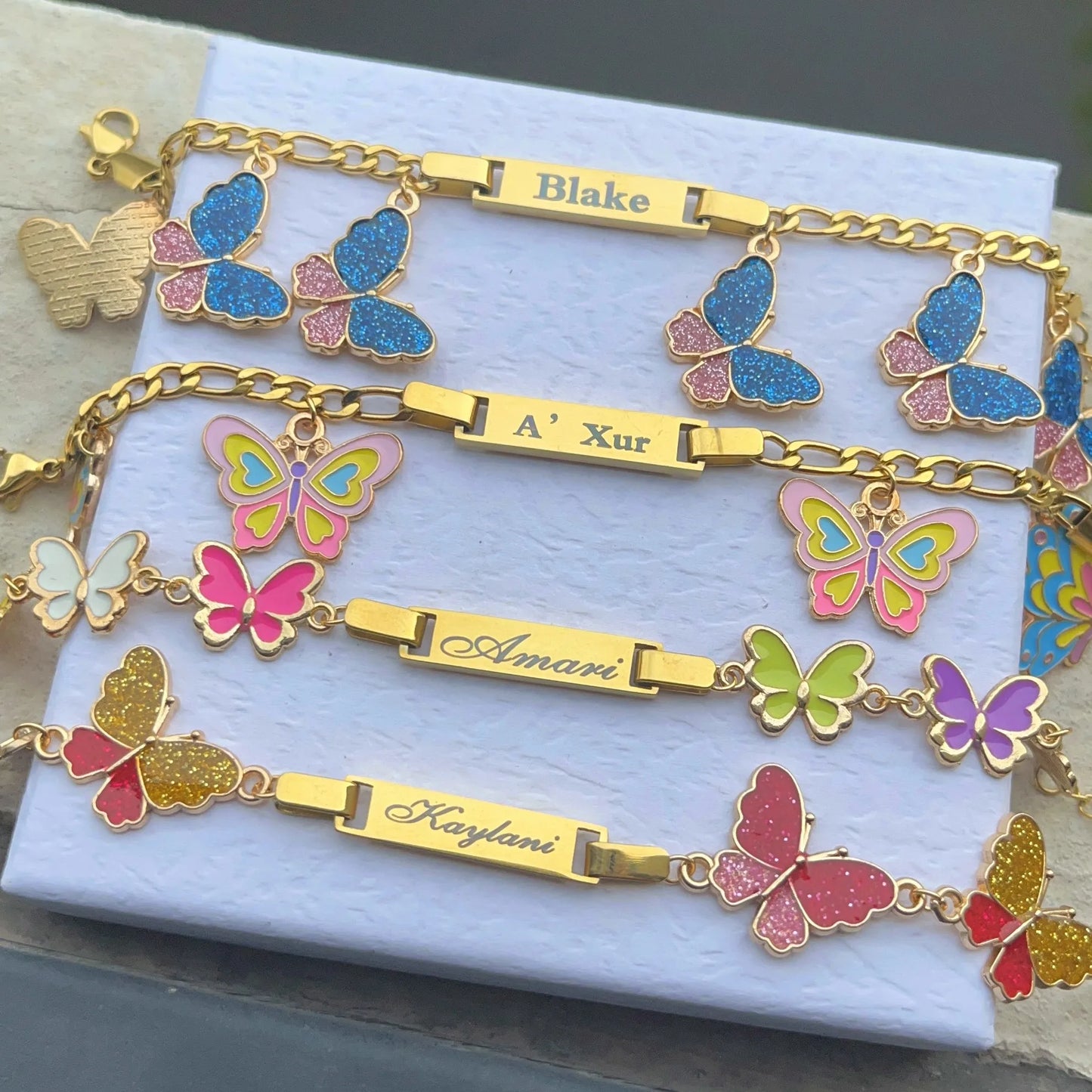 Butterfly Name Bracelet Customized Personalized for Girls