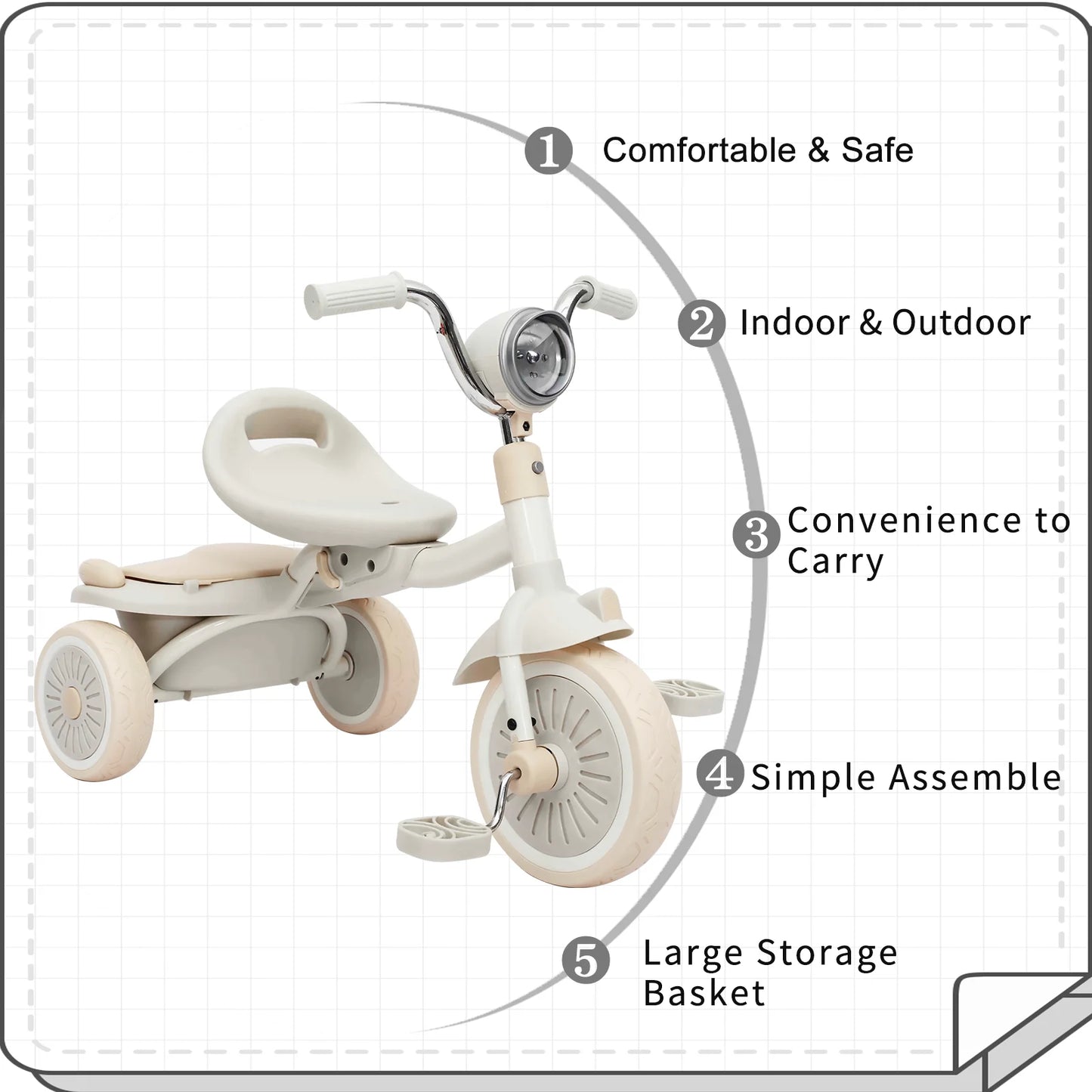 Foldable Tricycle Trike Ages1-5 Years