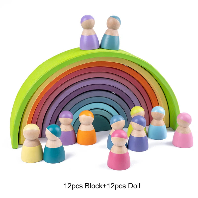 Wooden Rainbow Stacking Blocks Set