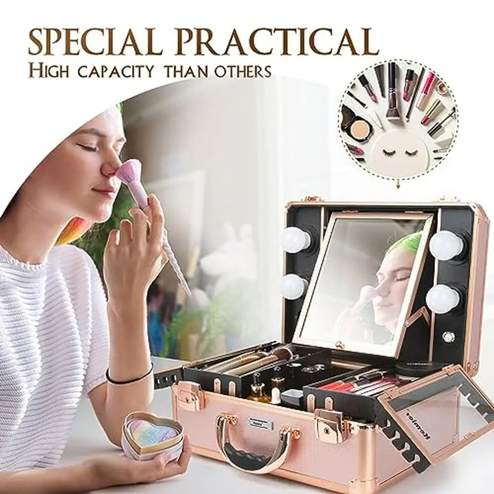 Stylish Makeup Box with LED Lights and Mirror