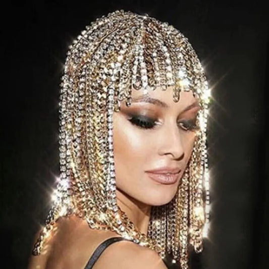 Hip Hop Rhinestone Wig Head Chain Teens, Adults