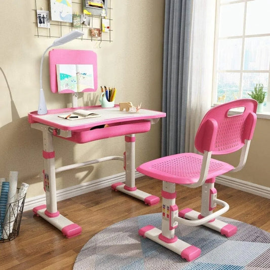 Height Adjustable Kids Study Desk Pink-Blue-Gray