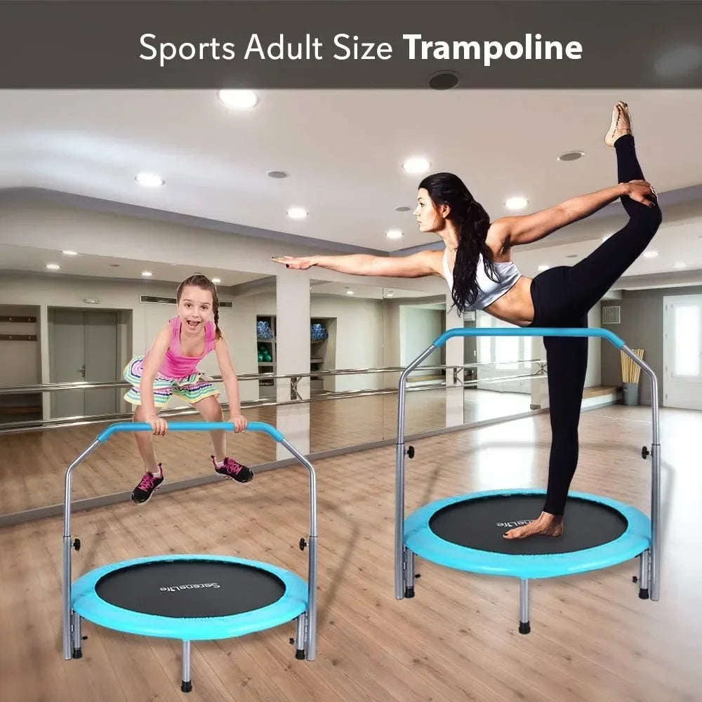 Portable & Foldable Trampoline with Adjustable Handrail