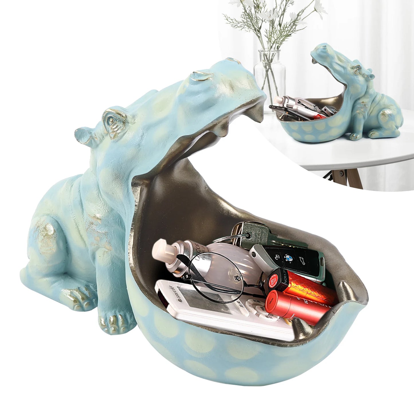 Resin Hippopotamus Essentials & Trinkets Holder for Desk