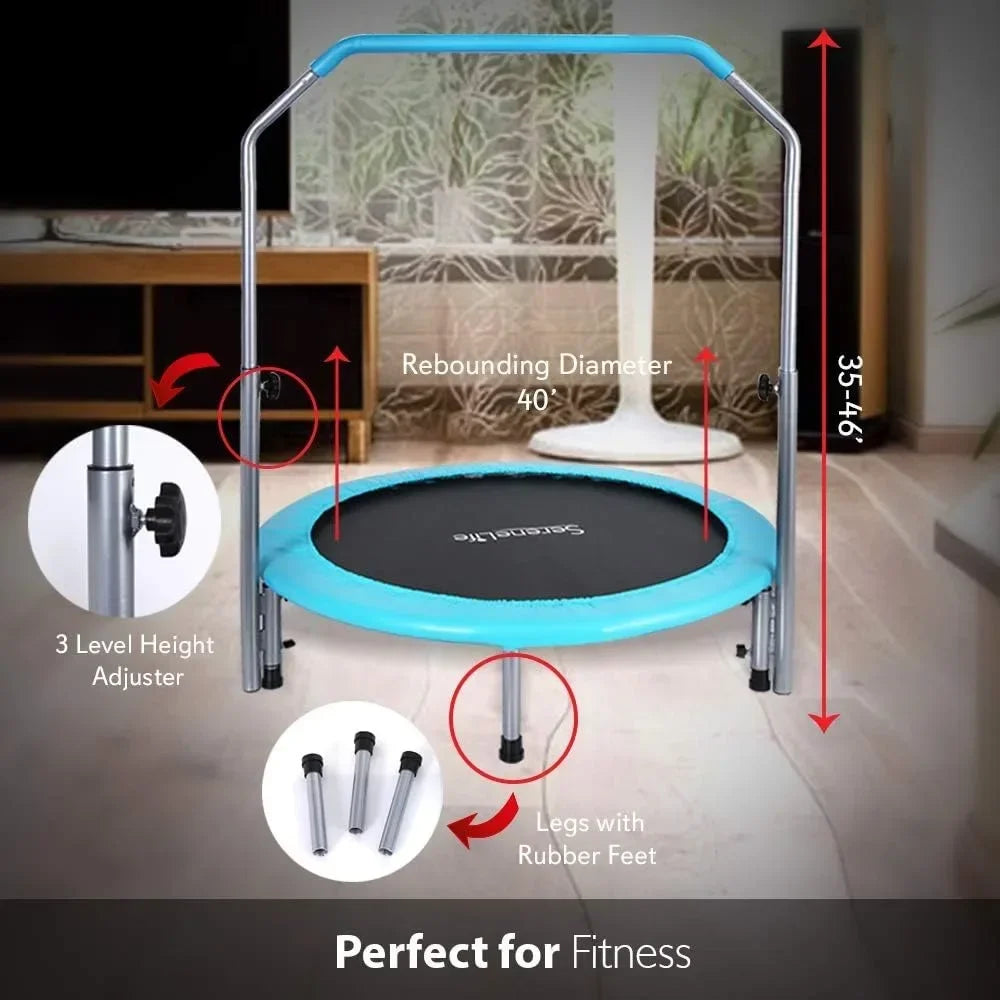 Portable & Foldable Trampoline with Adjustable Handrail