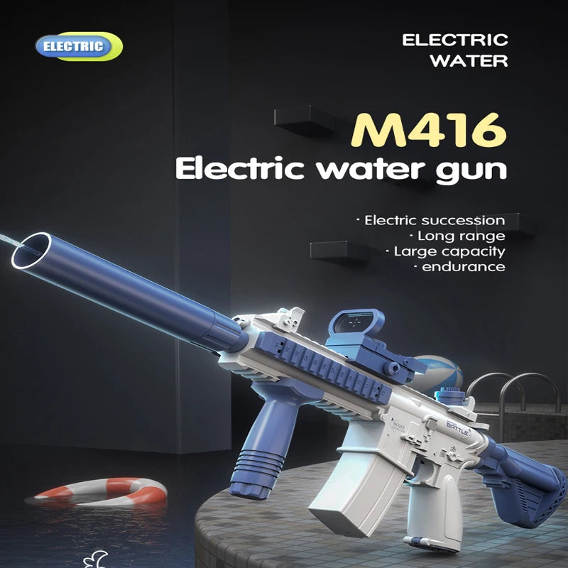 Electric Water Gun M416 Long Range Blue Pink