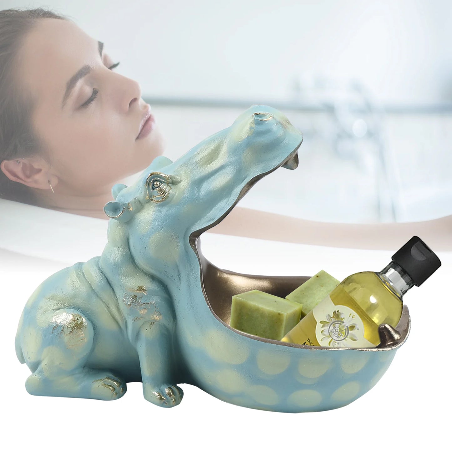 Resin Hippopotamus Essentials & Trinkets Holder for Desk