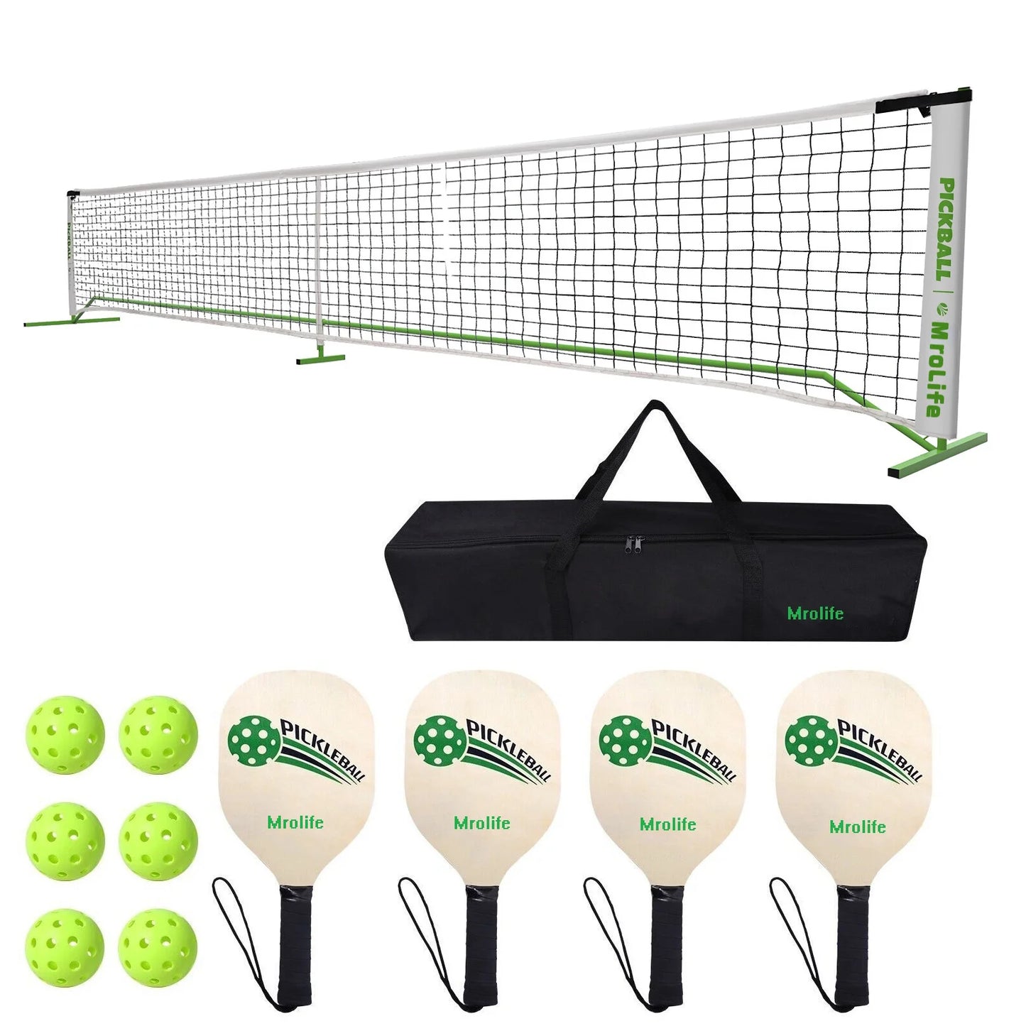 Portable Pickleball Set with Paddles, Pickleballs, Net