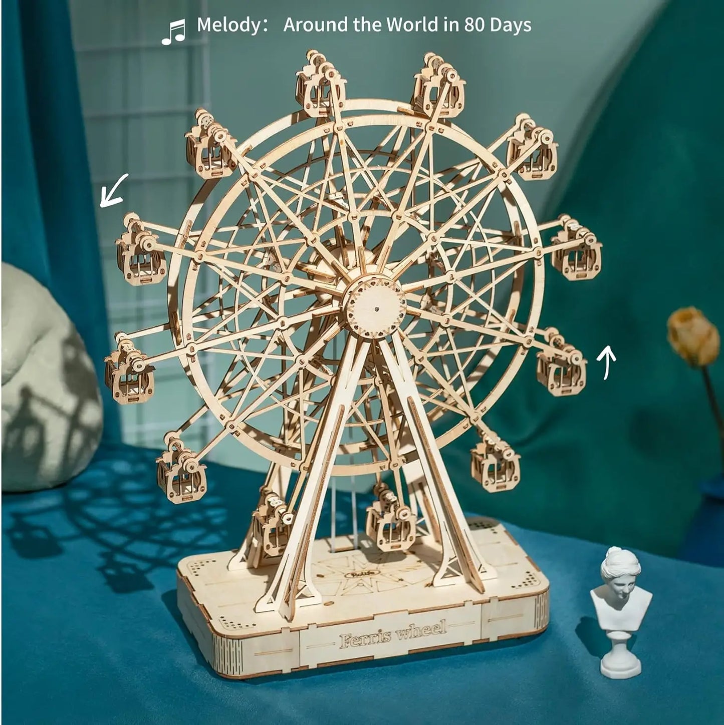 Rotatable 3D Wooden Ferris Wheel Puzzle-Music Box