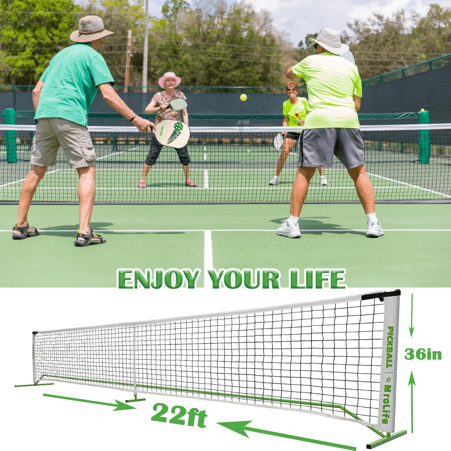 Portable Pickleball Set with Paddles, Pickleballs, Net