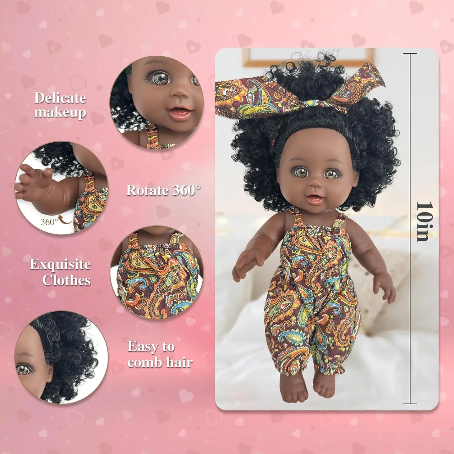 African Girl Doll with Dress 10-inch