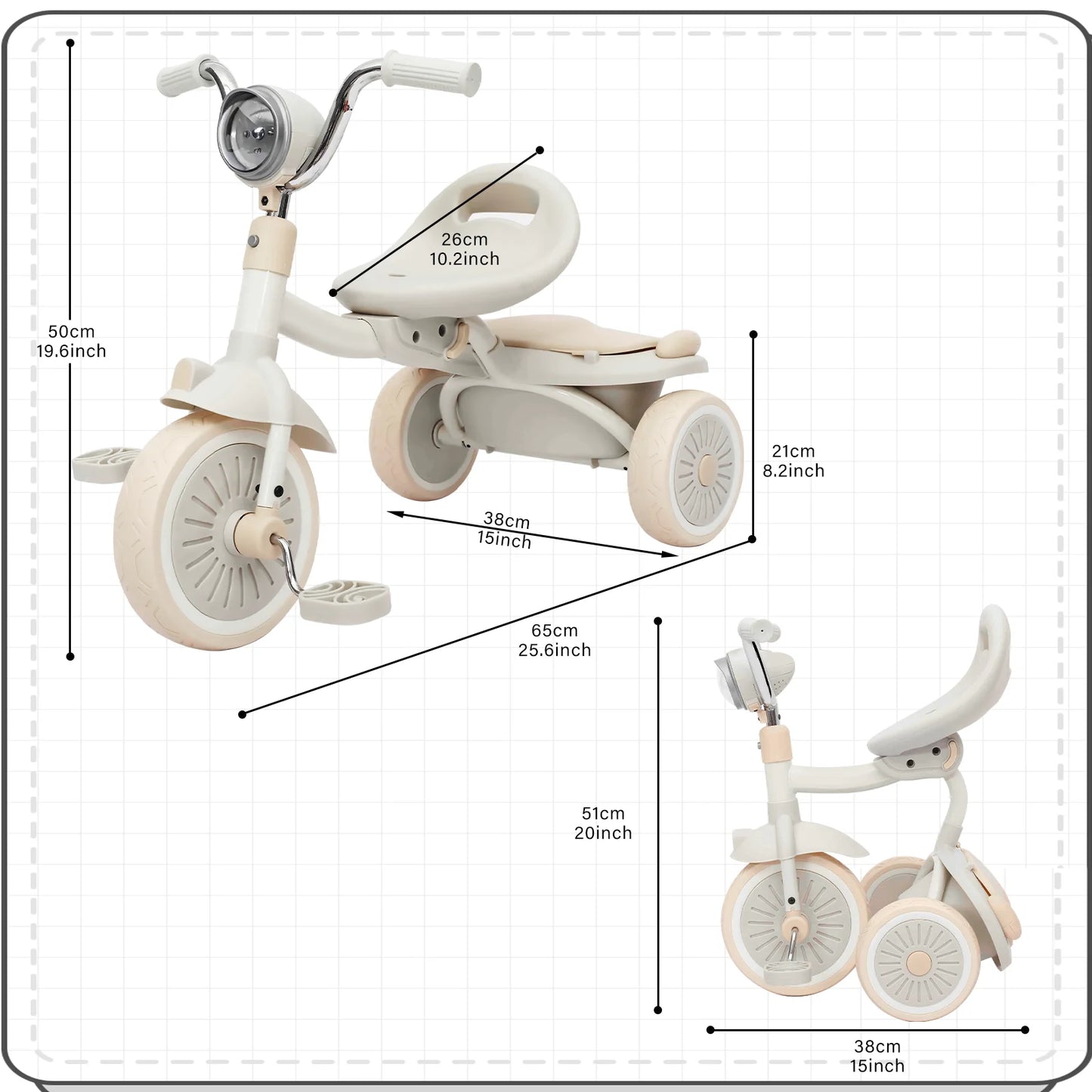 Foldable Tricycle Trike Ages1-5 Years