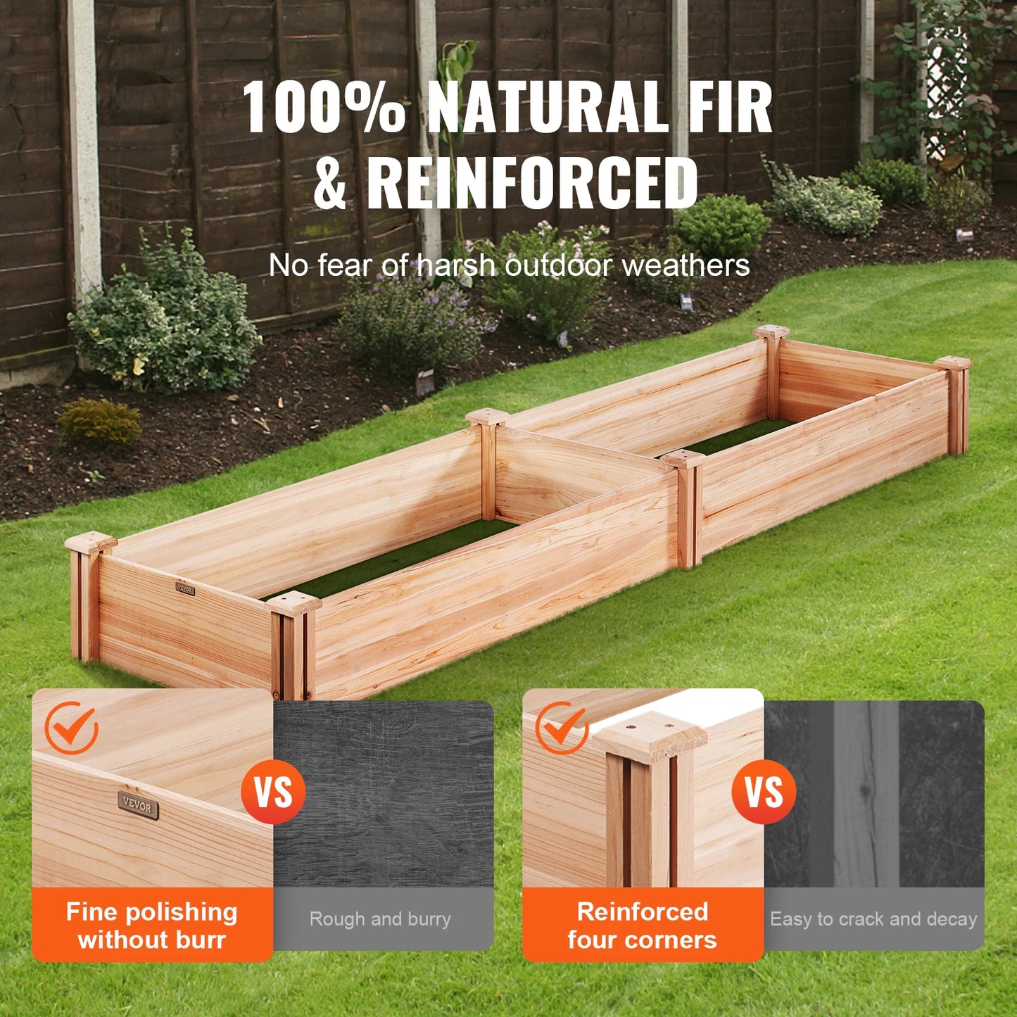 Raised Wooden Garden Planter Box