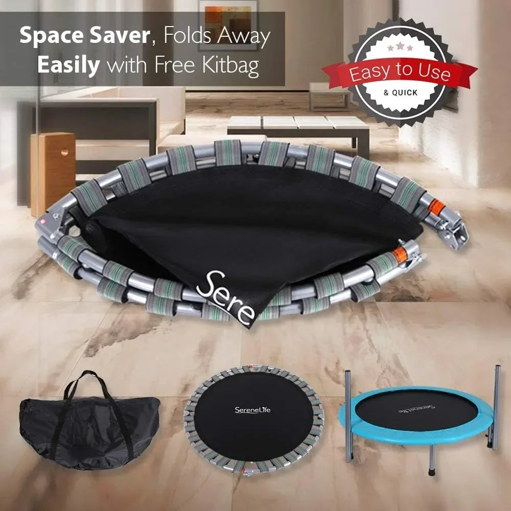 Portable & Foldable Trampoline with Adjustable Handrail